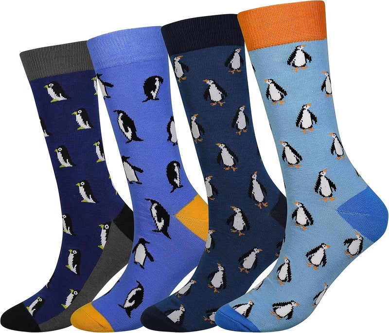 Cansok Men's 2/4 Packs Fun Crazy Novelty Dress Crew Socks - Image 1